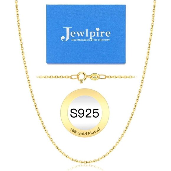 Jewelry - Women's 18K Gold Plated Cable Chain Necklace | Thin Sturdy Upgraded Clasp